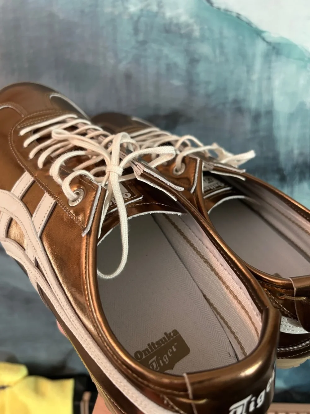 Brand New Onitsuka Metallic Bronze and Cream Sneakers - Picture 7 of 8